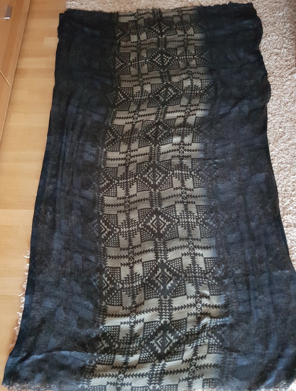 XXL Schal Winterschal Aztekenmuster grün blau schwarz Unisex