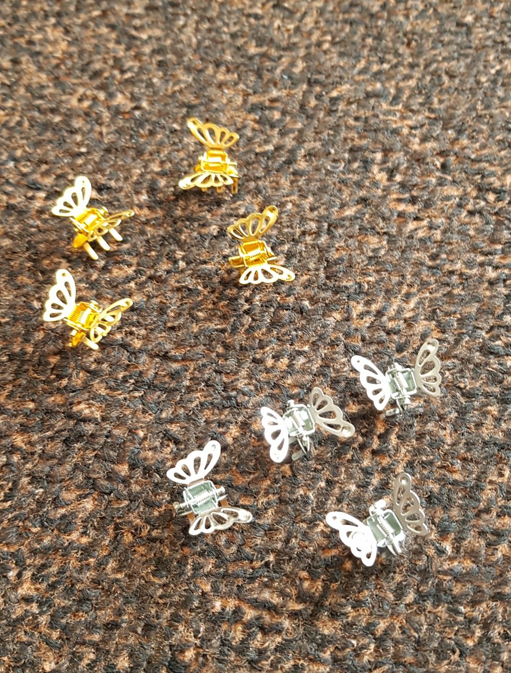 Neu! kleine Haarklammern Schmetterlings Silber Gold 8 Stück  neu