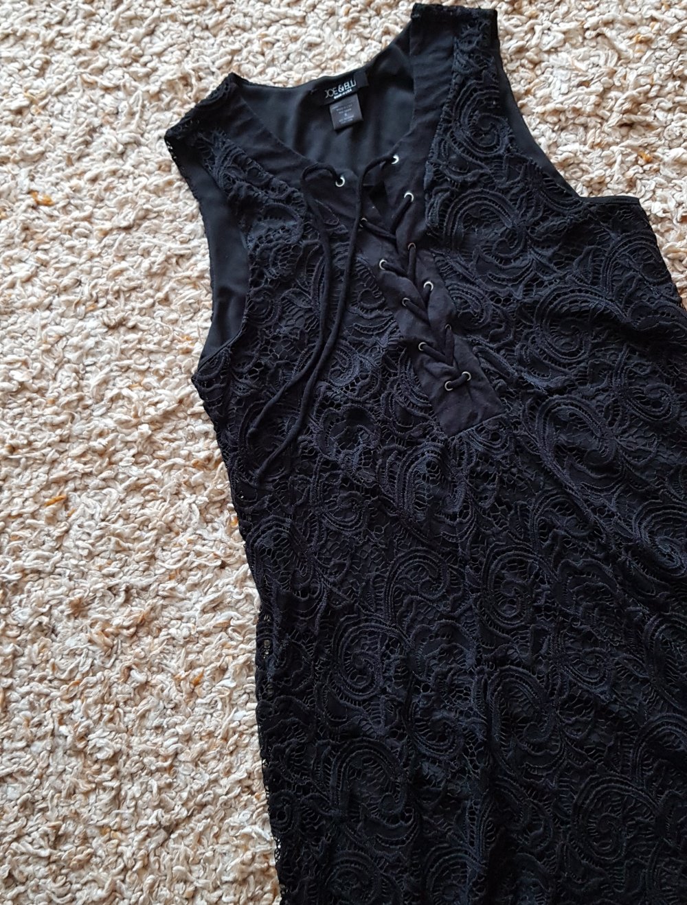 Schwarzes Spitzenkleid Partykleid  A-Linie Schnürung Gr.S