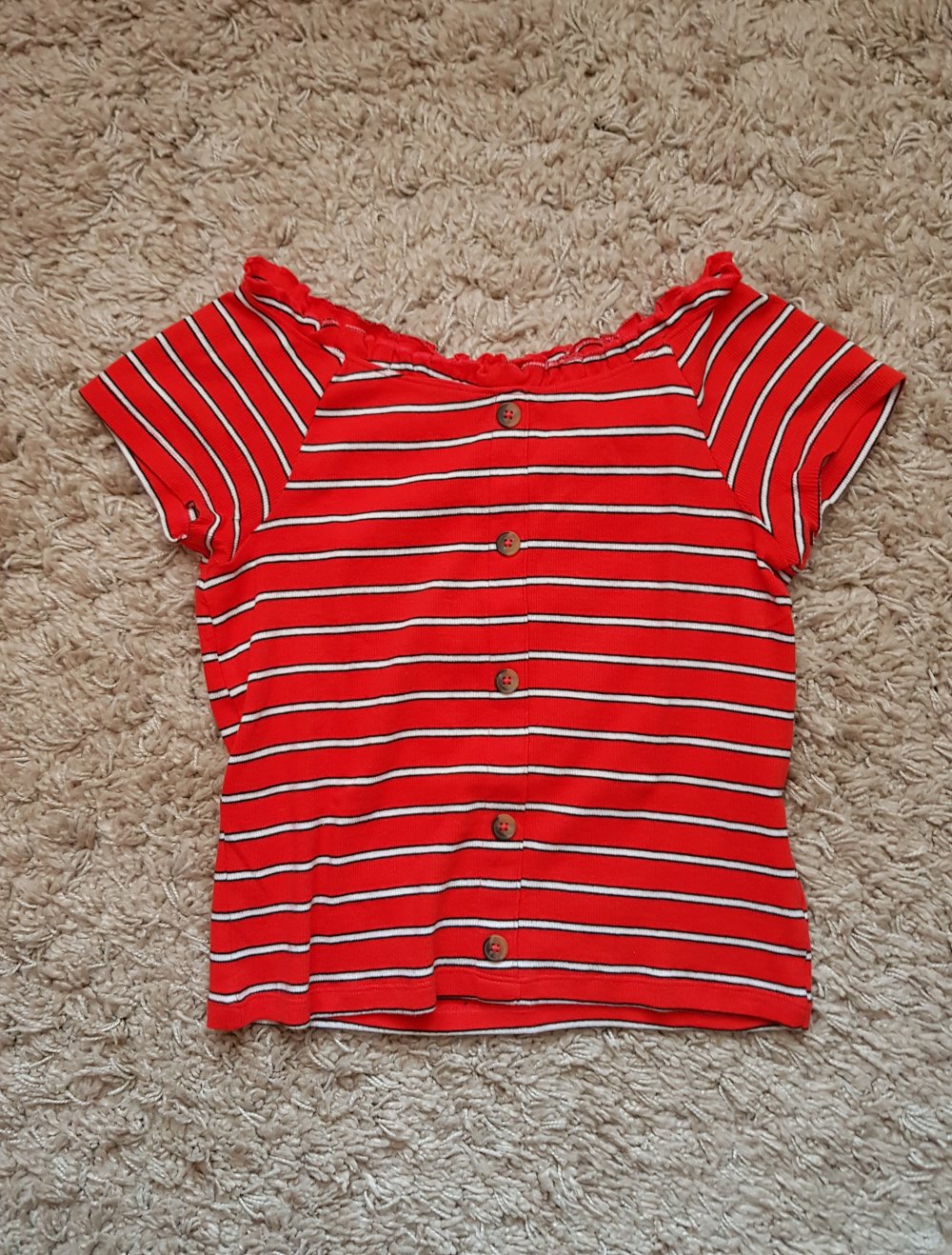 Rotes Top  T-shirt gestreift cropped Gr.S