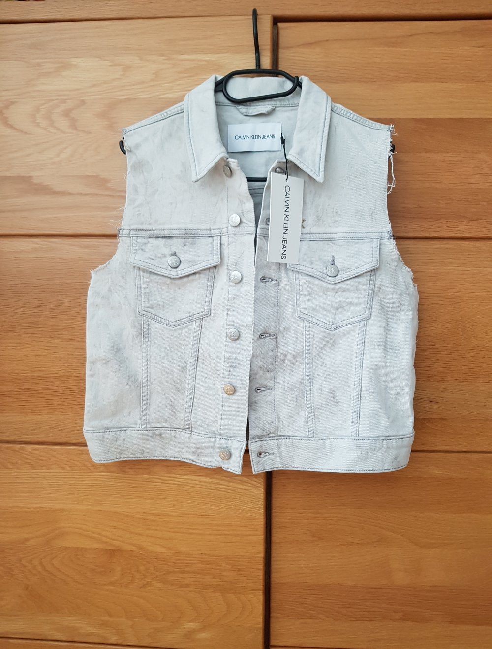 Neu! Calvin Klein Jeans Weste oversized hellgrau Gr.L