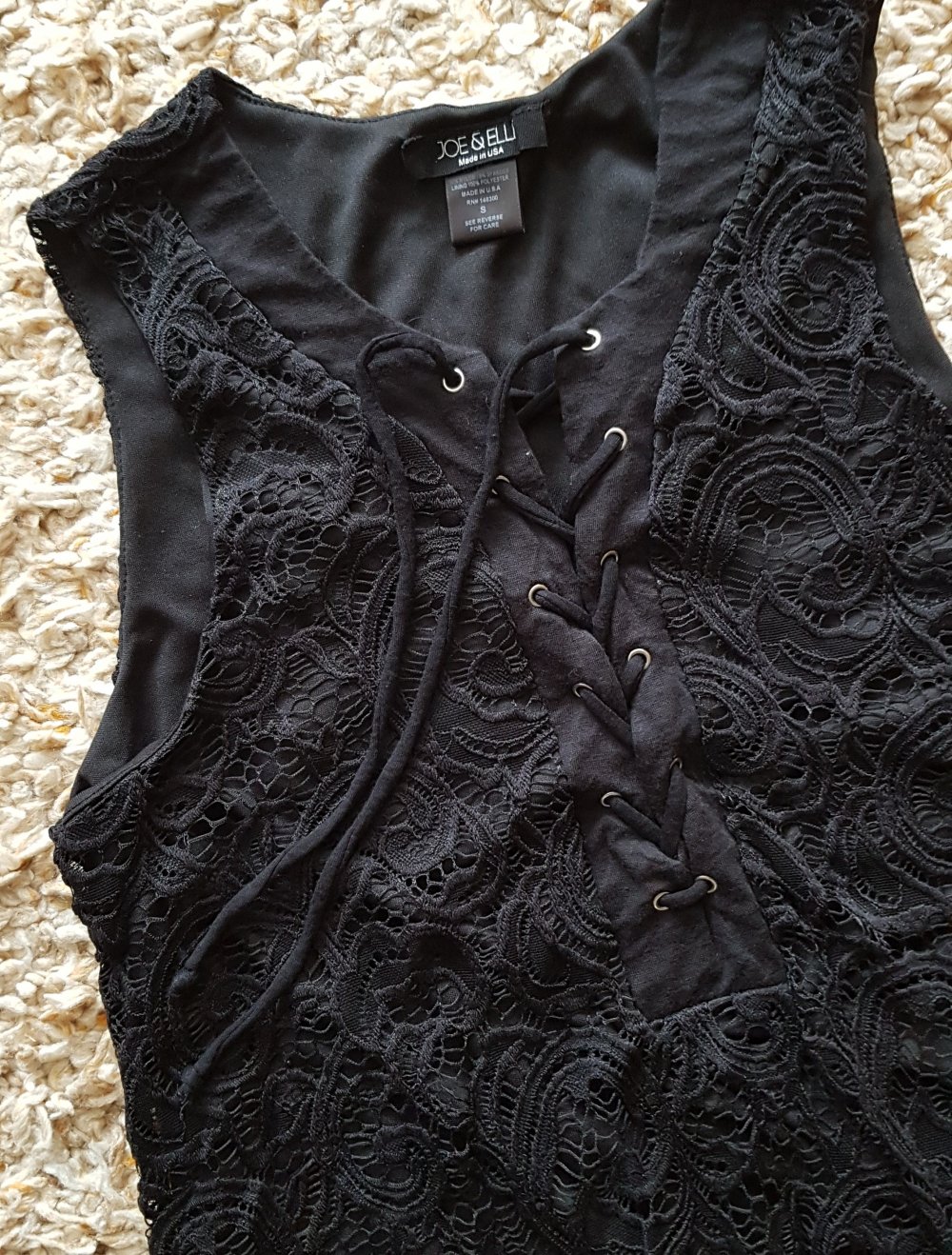 Schwarzes Spitzenkleid Partykleid  A-Linie Schnürung Gr.S