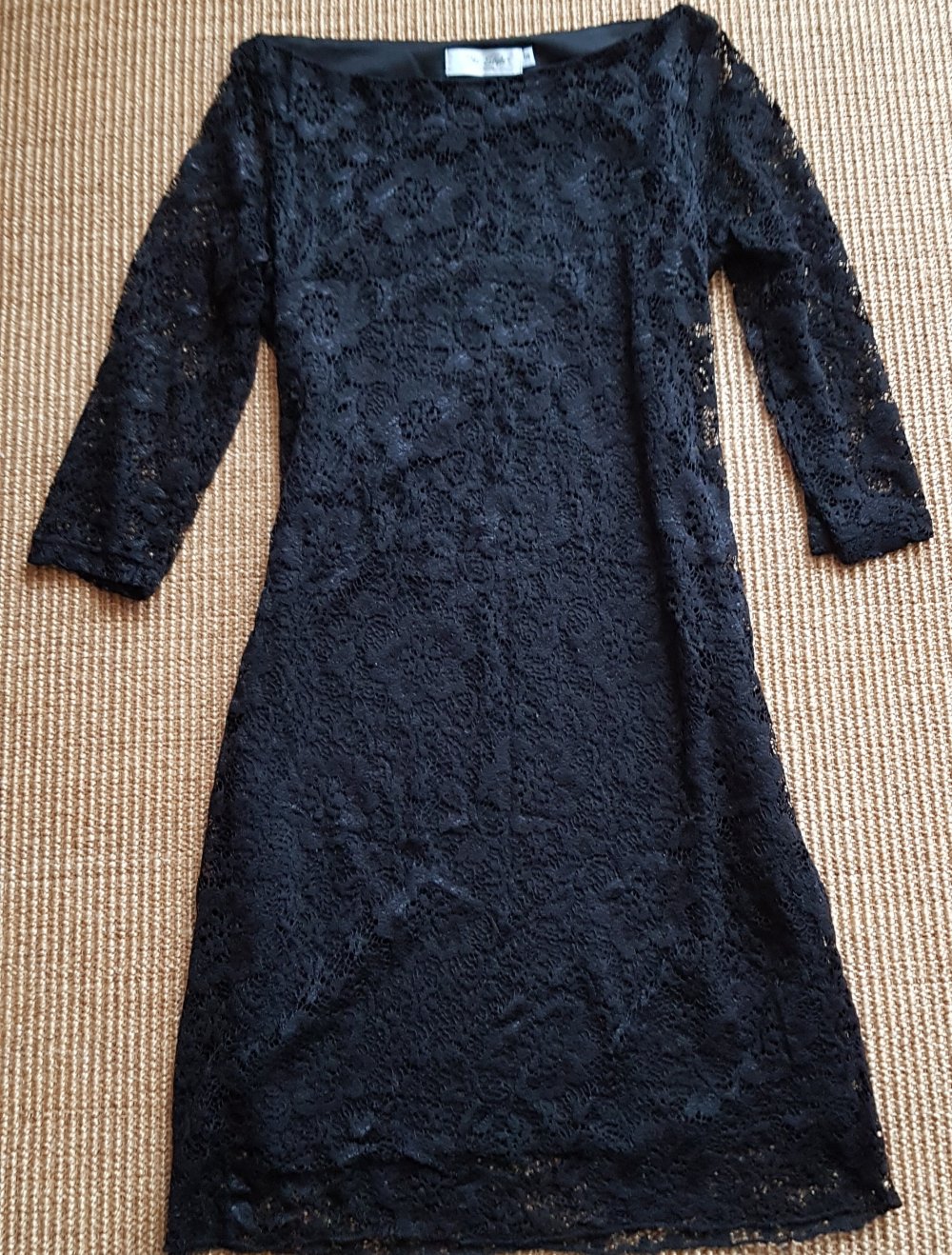 Schwarzes Coctailkleid Spitzenkleid mit Boat Neck Ausschnitt Gr.S