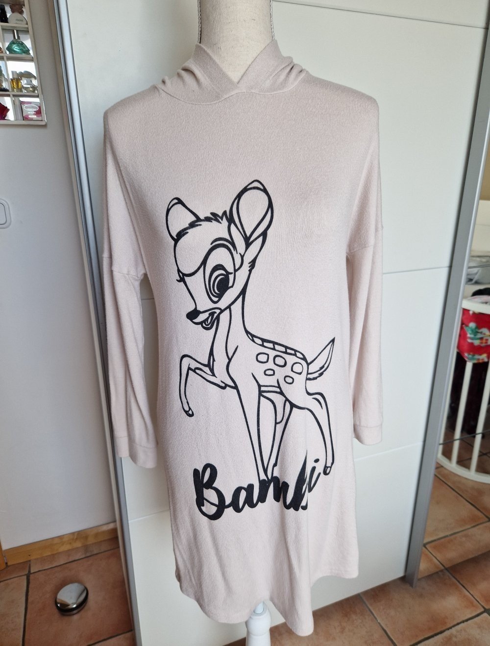 Disney Bambi Kleid Kapuzenpullover Hoodiekleid Creme S