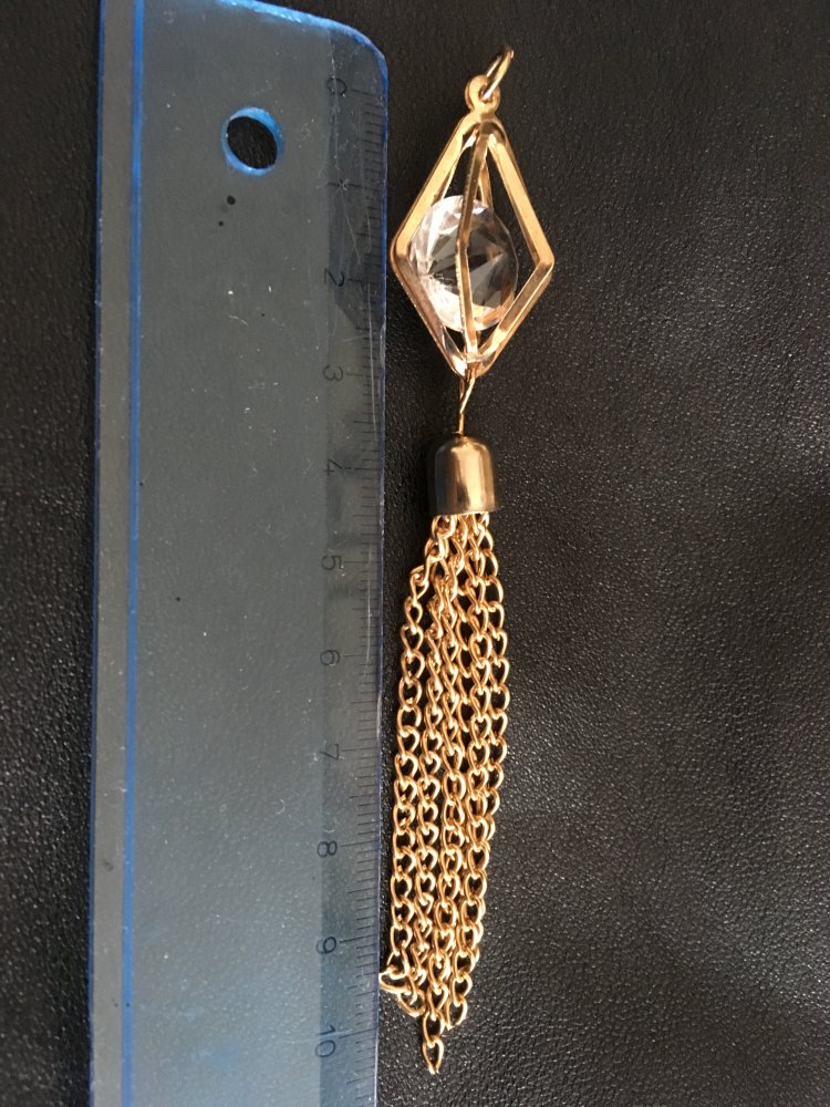 Anhänger für Kette gold Prisma mit Glasstein und Quaste