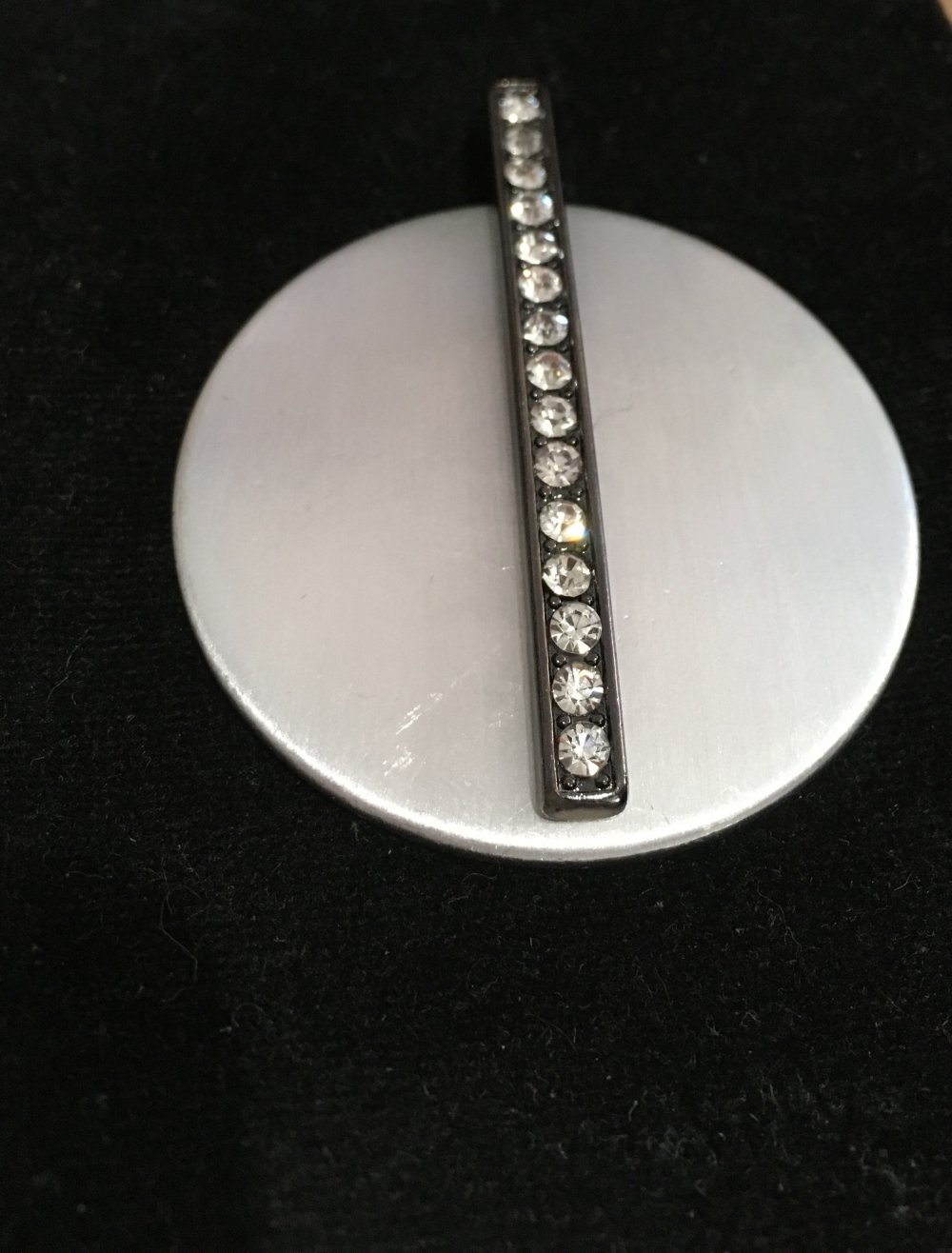 Anhänger für Kette rund Metall mit Glassteinen