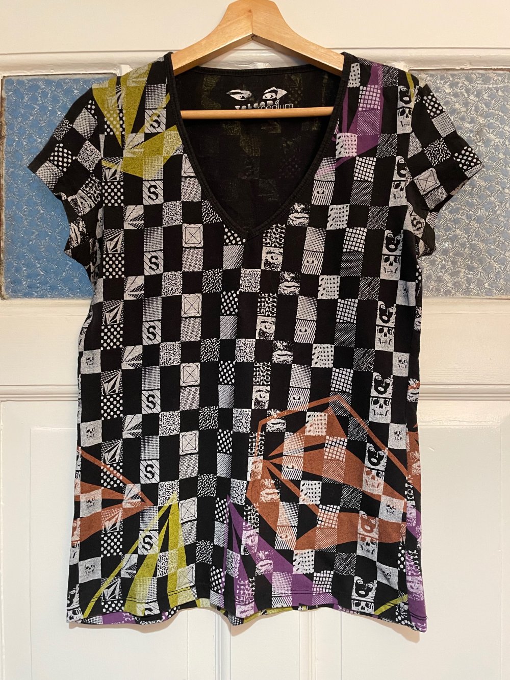 T-Shirt Skate Checkered Print Muster Schachmuster
