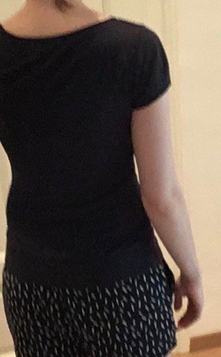T-Shirt, marine, mit Raffungen und breitem Bund