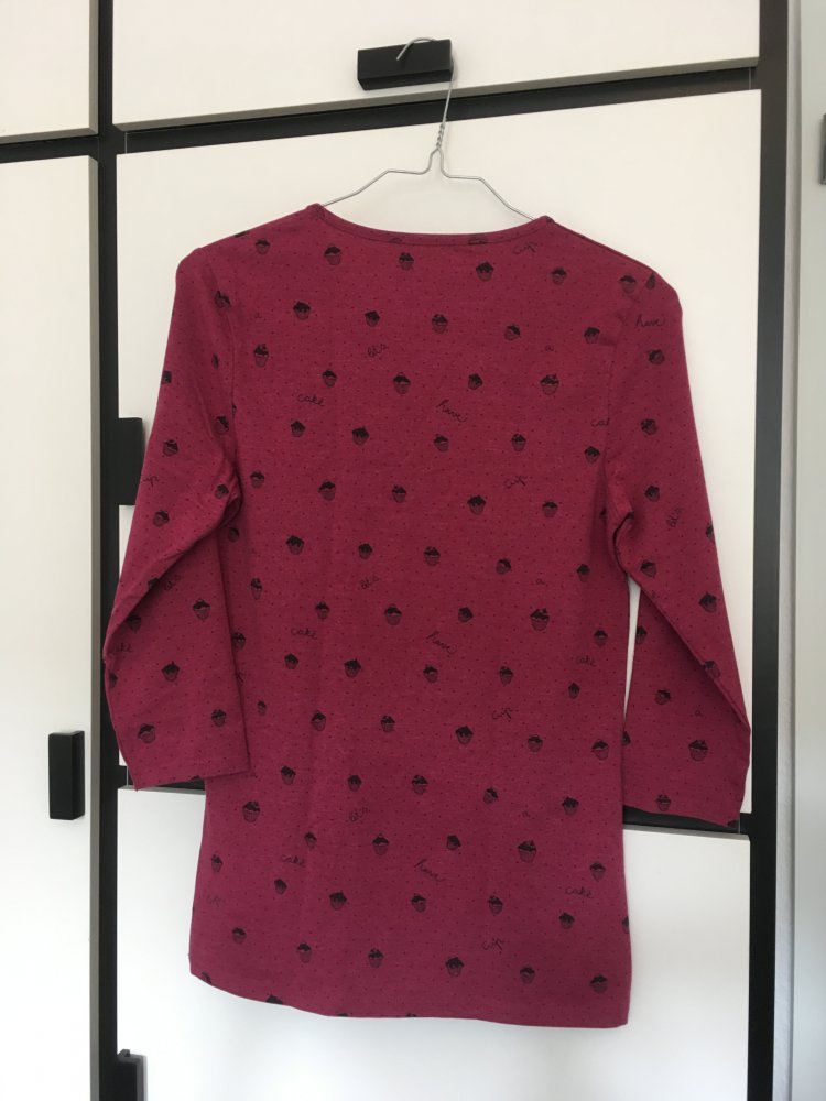 Shirt Sweatshirt 3/4 Arm rotviolett mit Cupcake-Print S