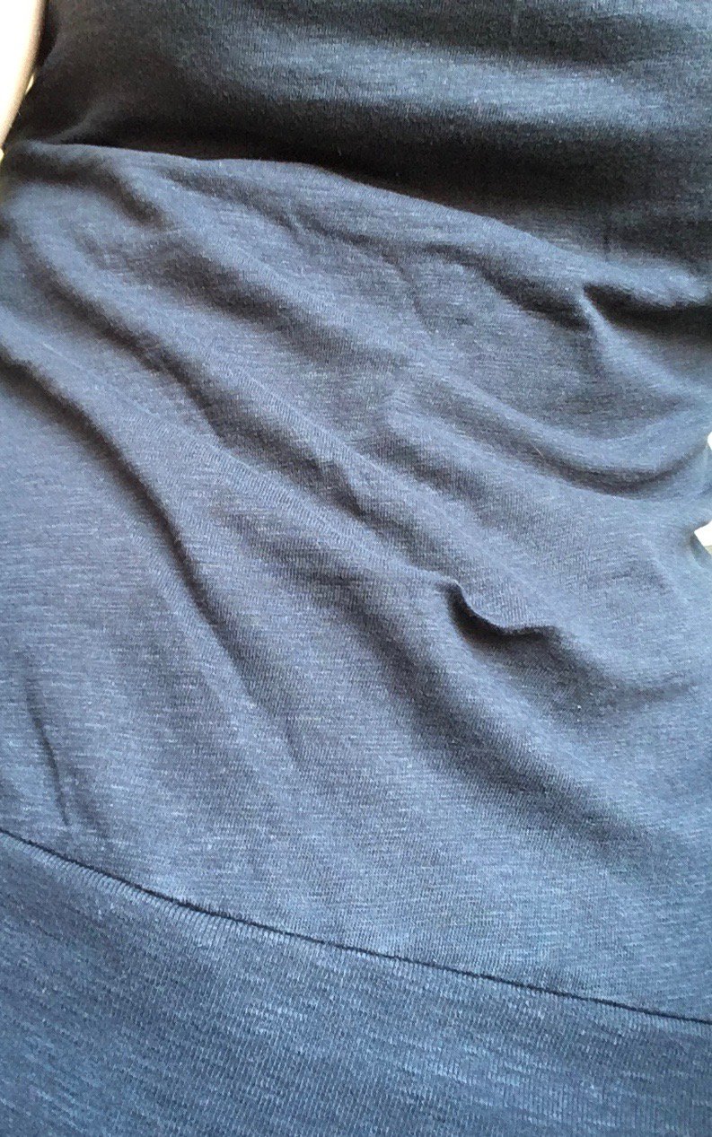 T-Shirt, marine, mit Raffungen und breitem Bund