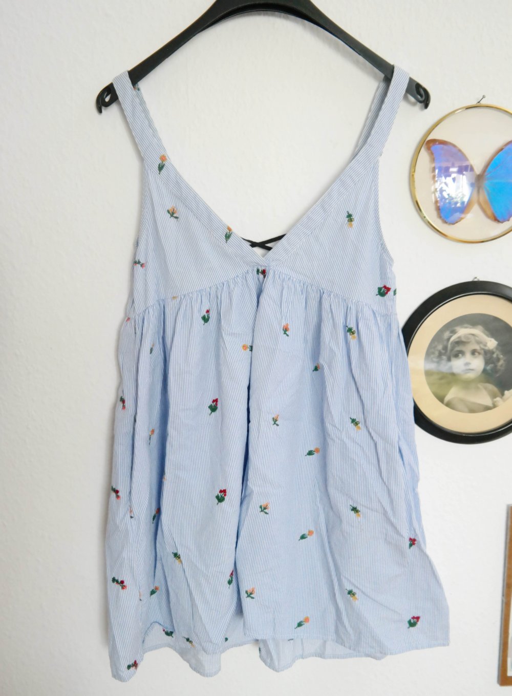 Zara Minikleid Sommerkleid Schnürung Stickerei bestickt Streifen Streublumen Streublümchen S XS 36 34