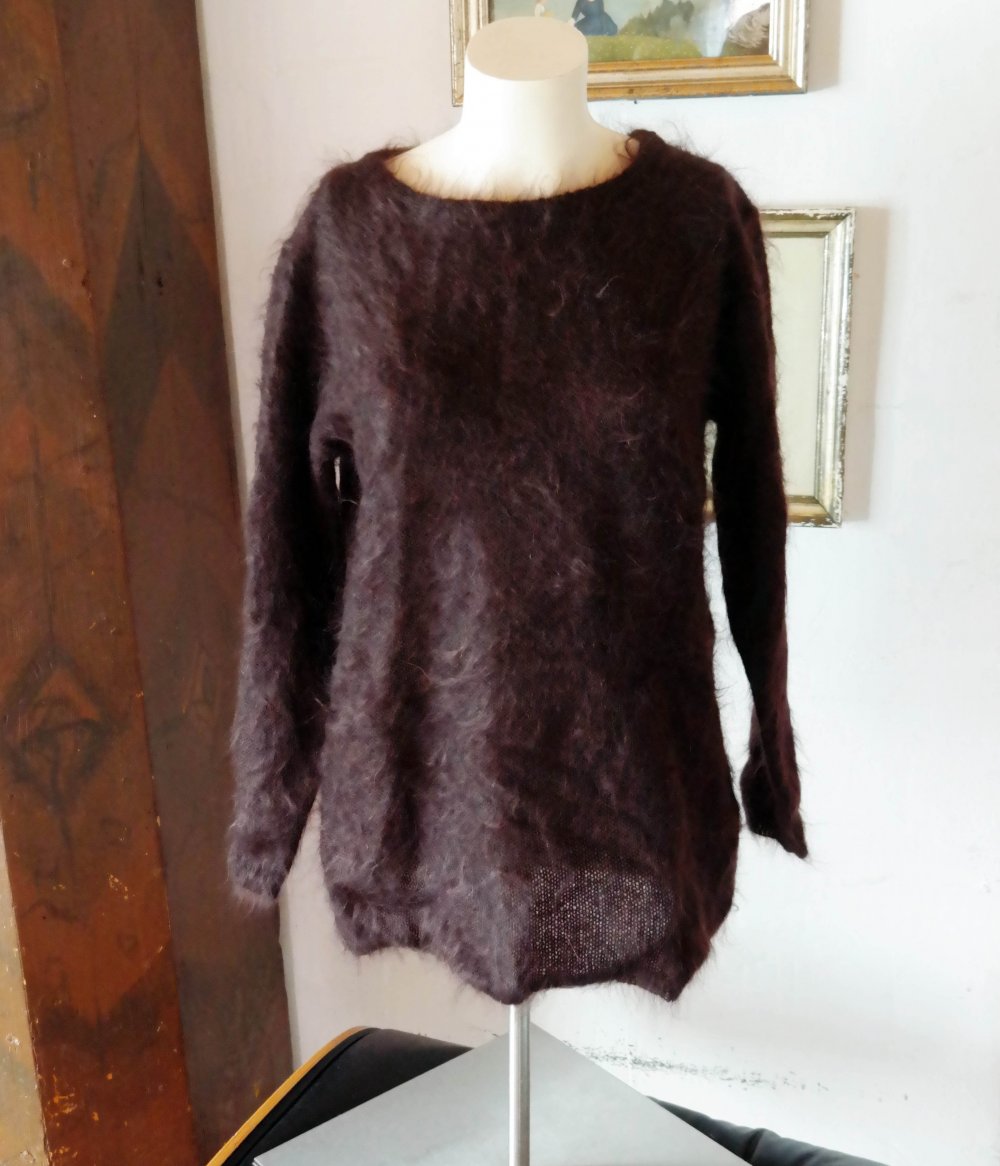 Madeleine Mohair Strickpullover flauschig braun dunkelbraun S M 36 38 oversized Wolle Wollpullover