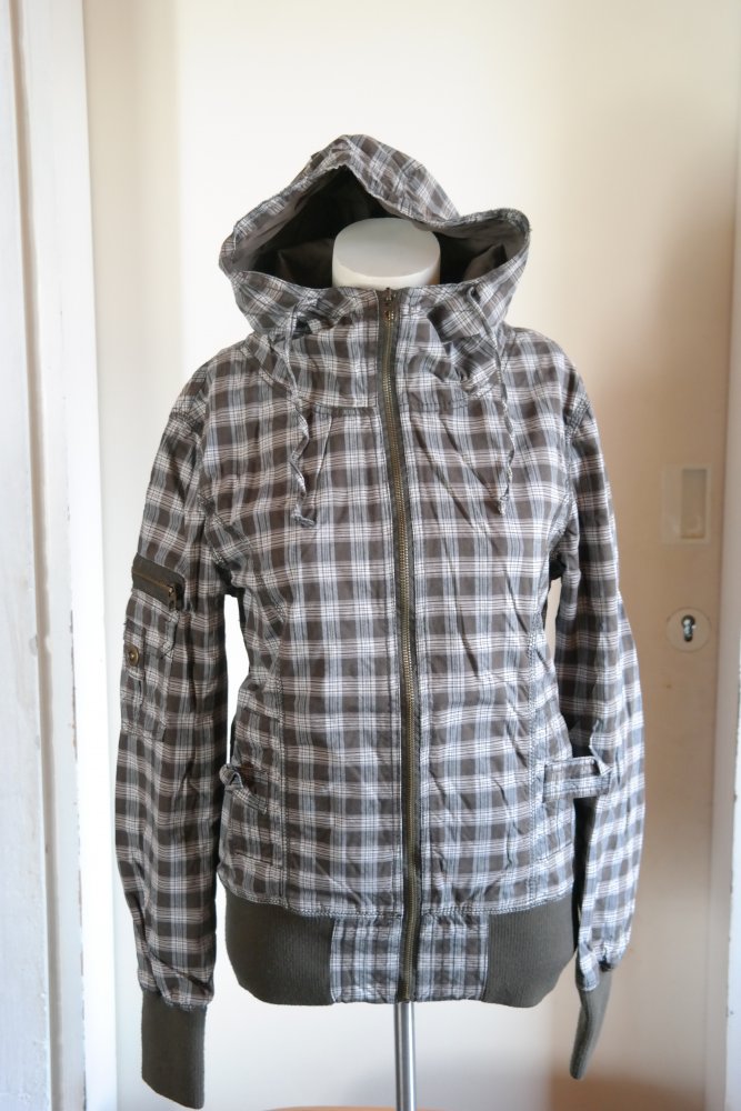 Vintage 90er 00er Jacke Bomberjacke kariert Kapuzenjacke M 38 