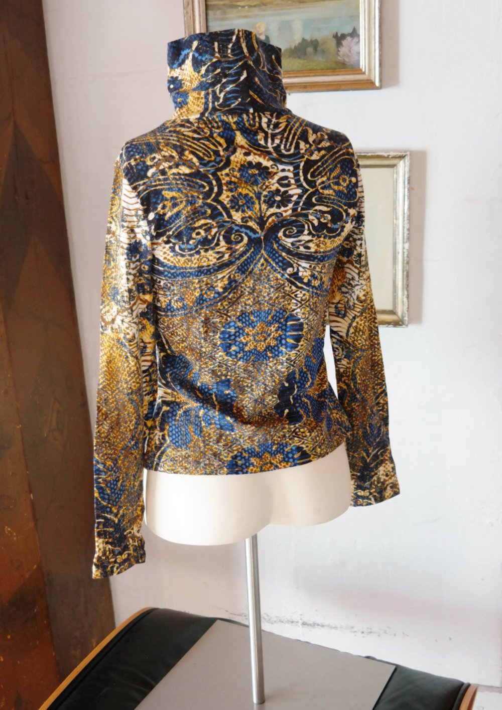 Roberto Cavalli Pullover elegant Rollkragen Muster Rollkragenpullover L 40 M 38 bunt