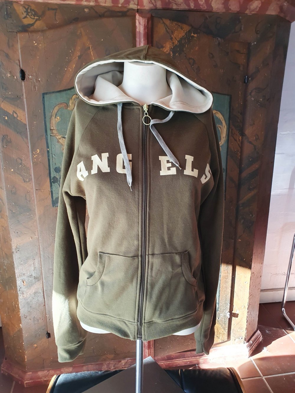 Angels Sportjacke Trainingsjacke Kapuzenjacke Sweatshirt khaki dunkelgrün XL 42