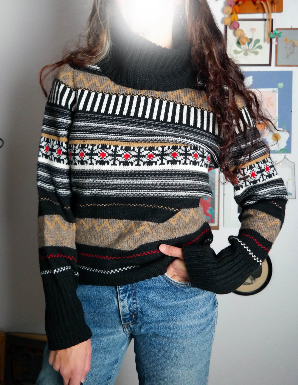 Pullover Esprit Muster Rollkragen Norweger Rollkragenpullover bunt mit Wolle XL 42