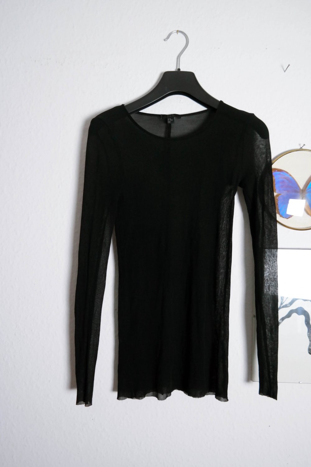 Wie neu Cos Langarmshirt Netzshirt schwarz Mesh XS 34 sheer Silvester 90er 00er