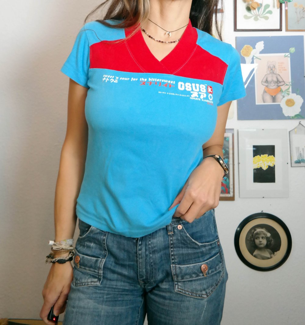 Gsus Industries G-Sus Tshirt Shirt blau rot College 90er 00er Y2K M 38