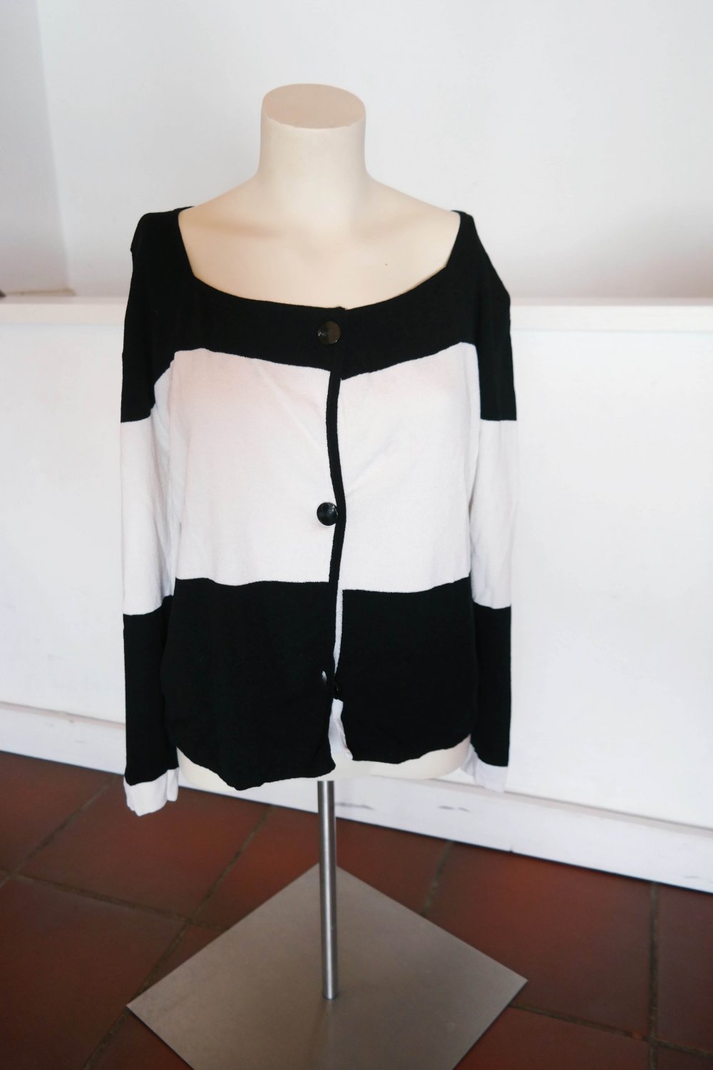 Twinset Top Strickjacke Fransen schwarz weiß chic S M 38