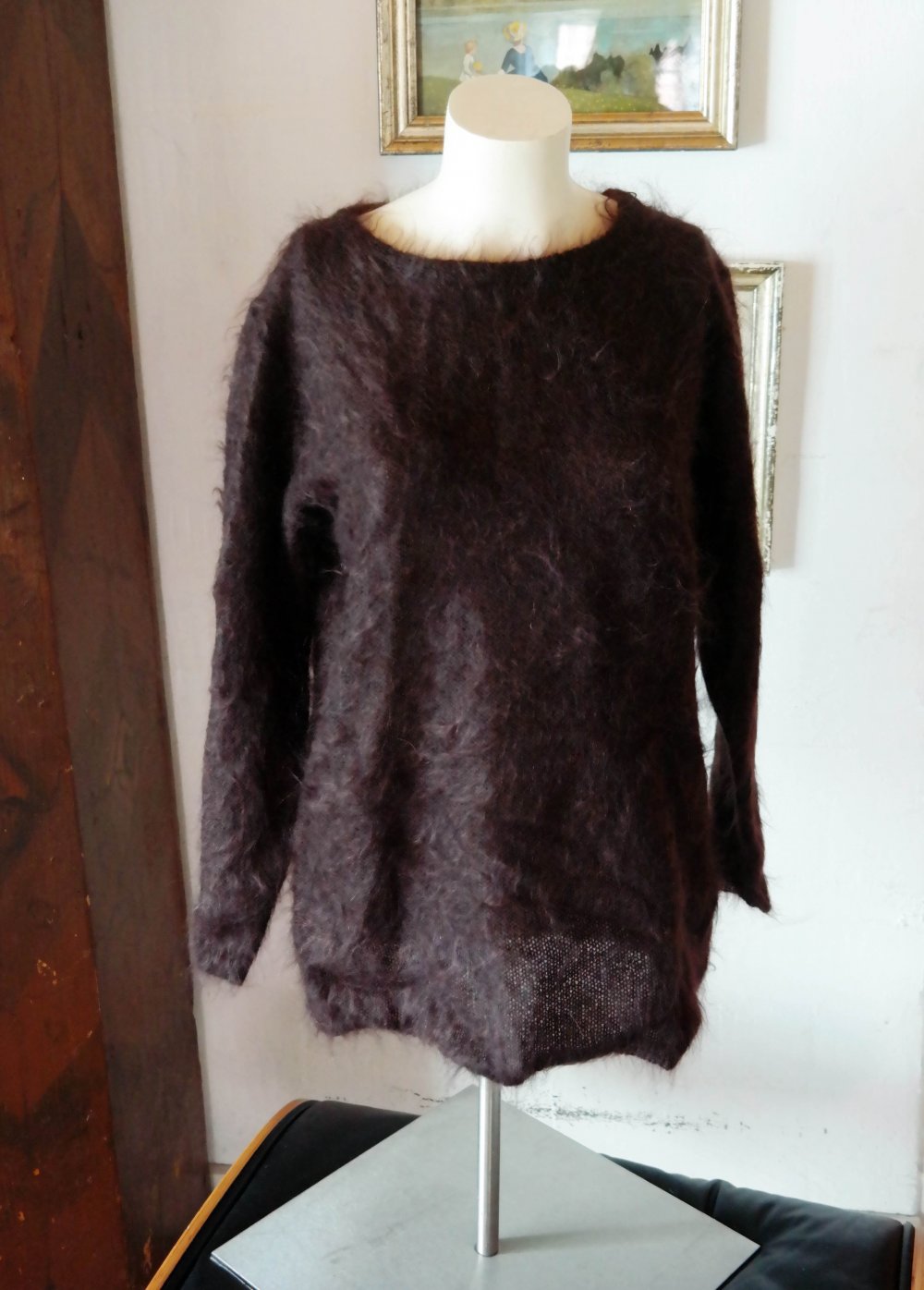 Madeleine Mohair Strickpullover flauschig braun dunkelbraun S M 36 38 oversized Wolle Wollpullover