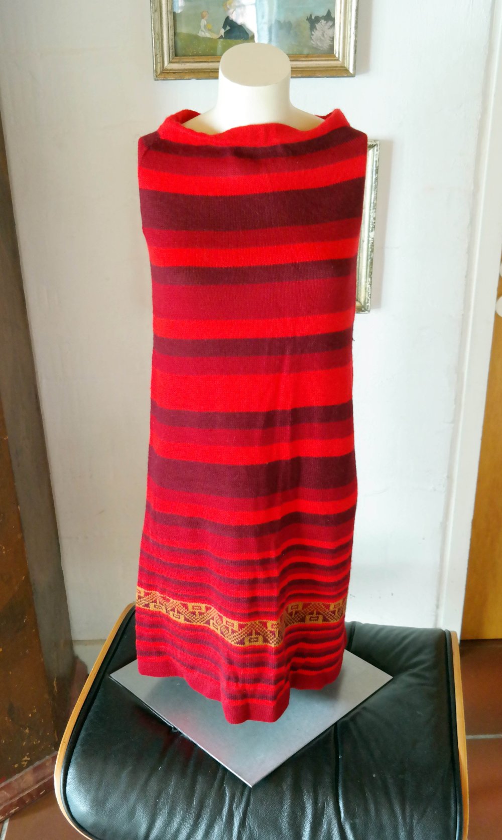 100% Wolle Set Strickpullover Wollpullover Strickrock Wollrock bunt rot Alpaka L 40 Peru Hippie Ethno