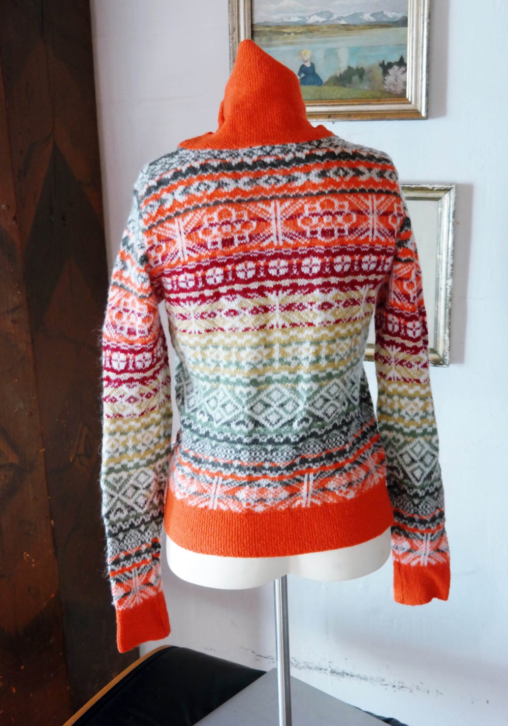 Benetton Wollpullover Wolle bunt Norweger Muster Strickpullover Mohair M 38 