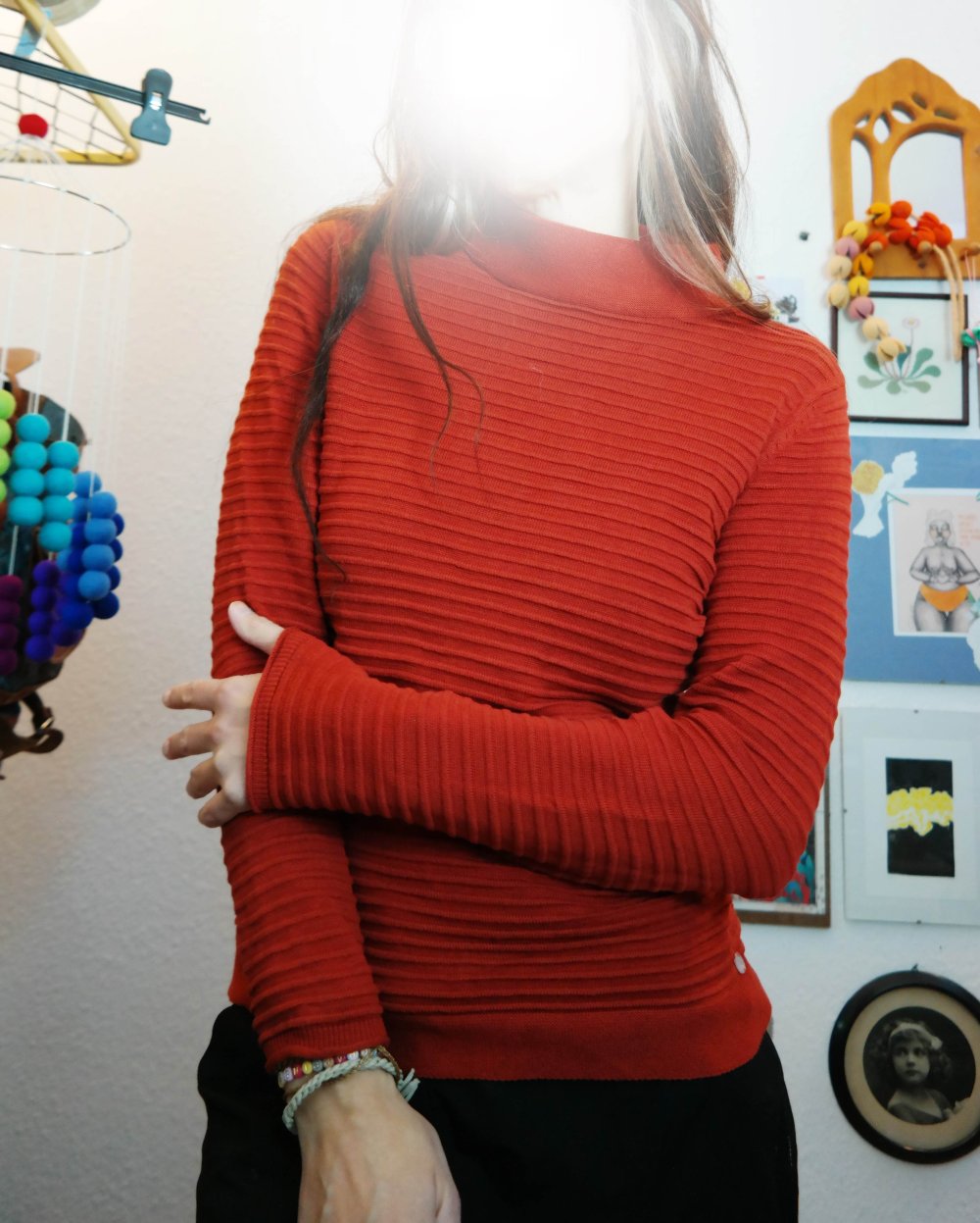 Michele Boyard Pullover rostrot Stehkragen Rippenstrick Figurschmeichler 38 M