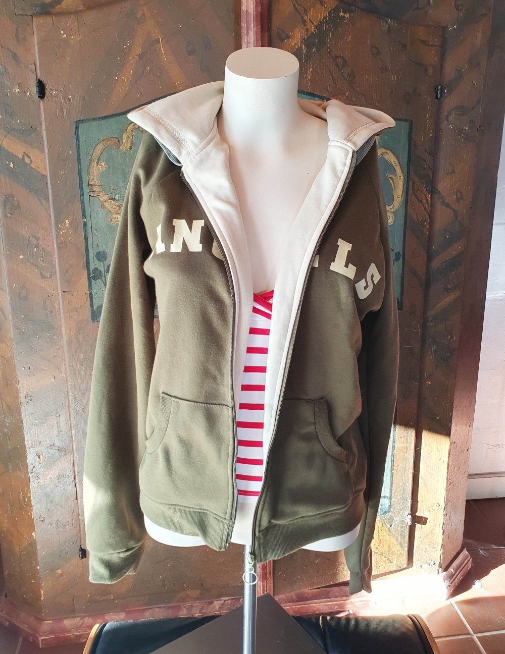 Angels Sportjacke Trainingsjacke Kapuzenjacke Sweatshirt khaki dunkelgrün XL 42