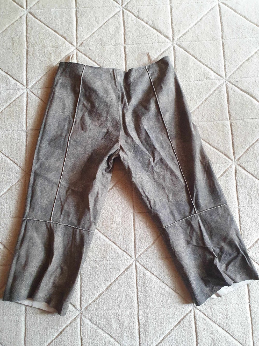 Annette Görtz Hose Leder Lederhose Antiklook weit Bermuda 44 Layering Echtleder