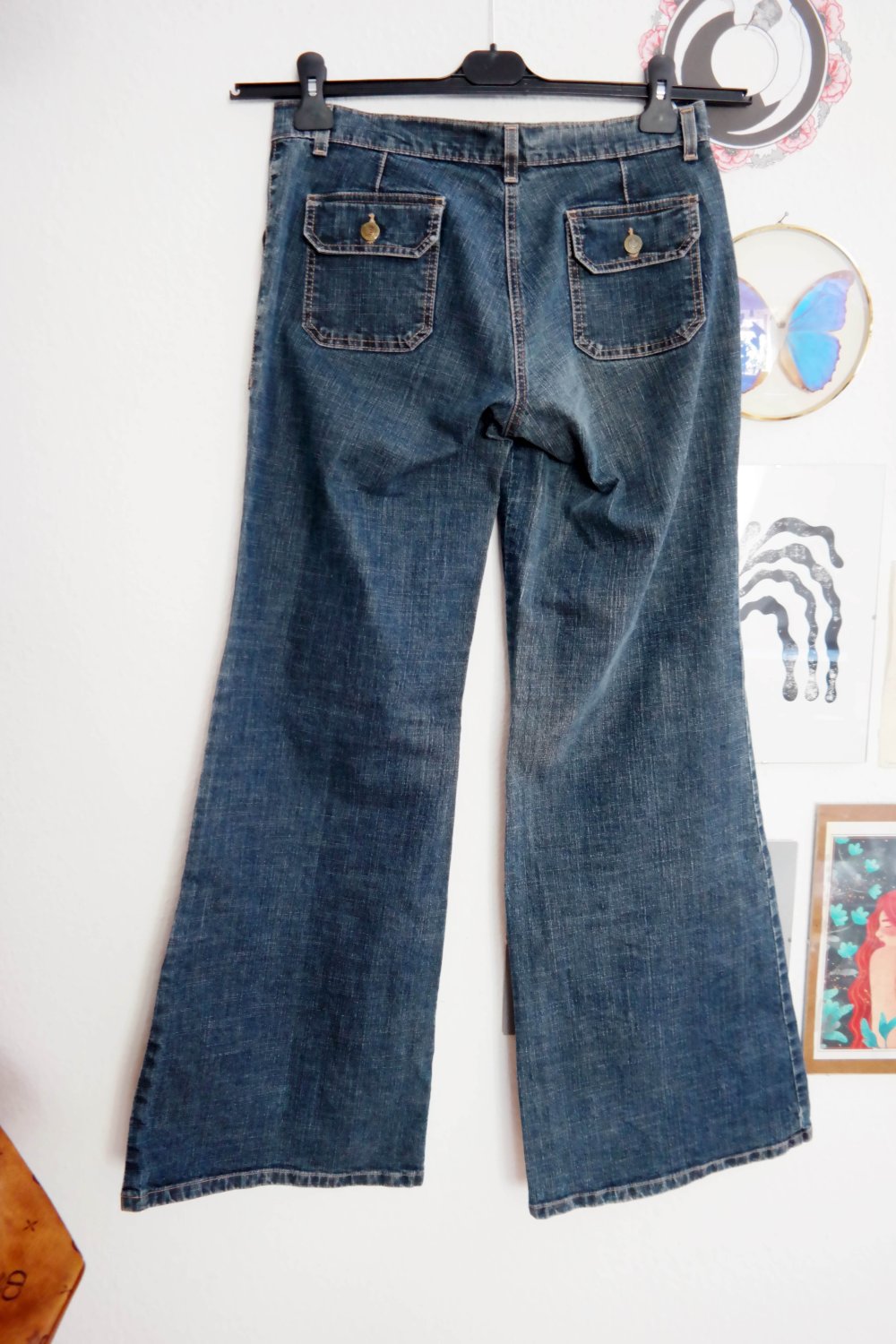 Vintage Explorer Jeans Hose Jeanshose Schlaghose flared 70er Hippie M 38 dunkelblau