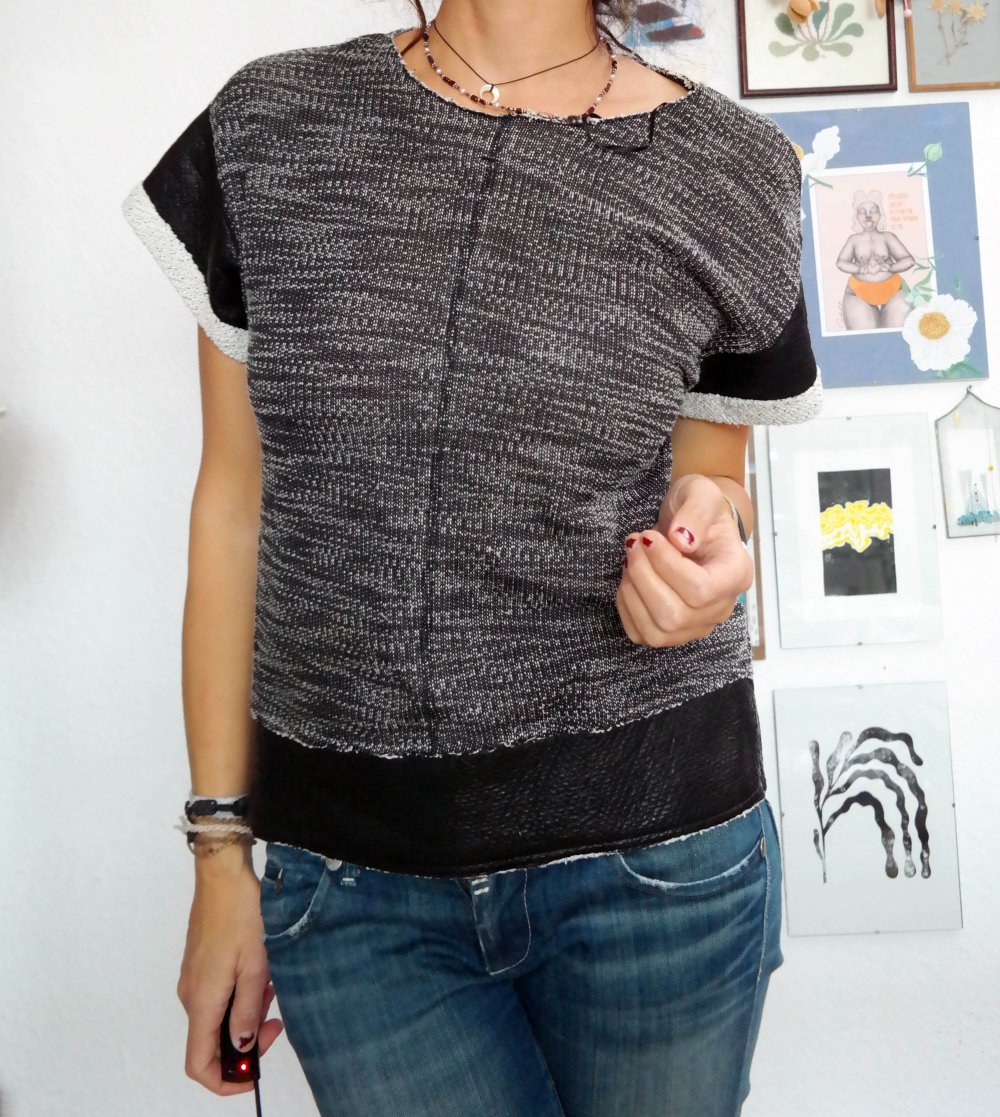 Zara Bluse Kurzarm Shirt schwarz weiß elegant Weite Ärmel Kastenform M 38