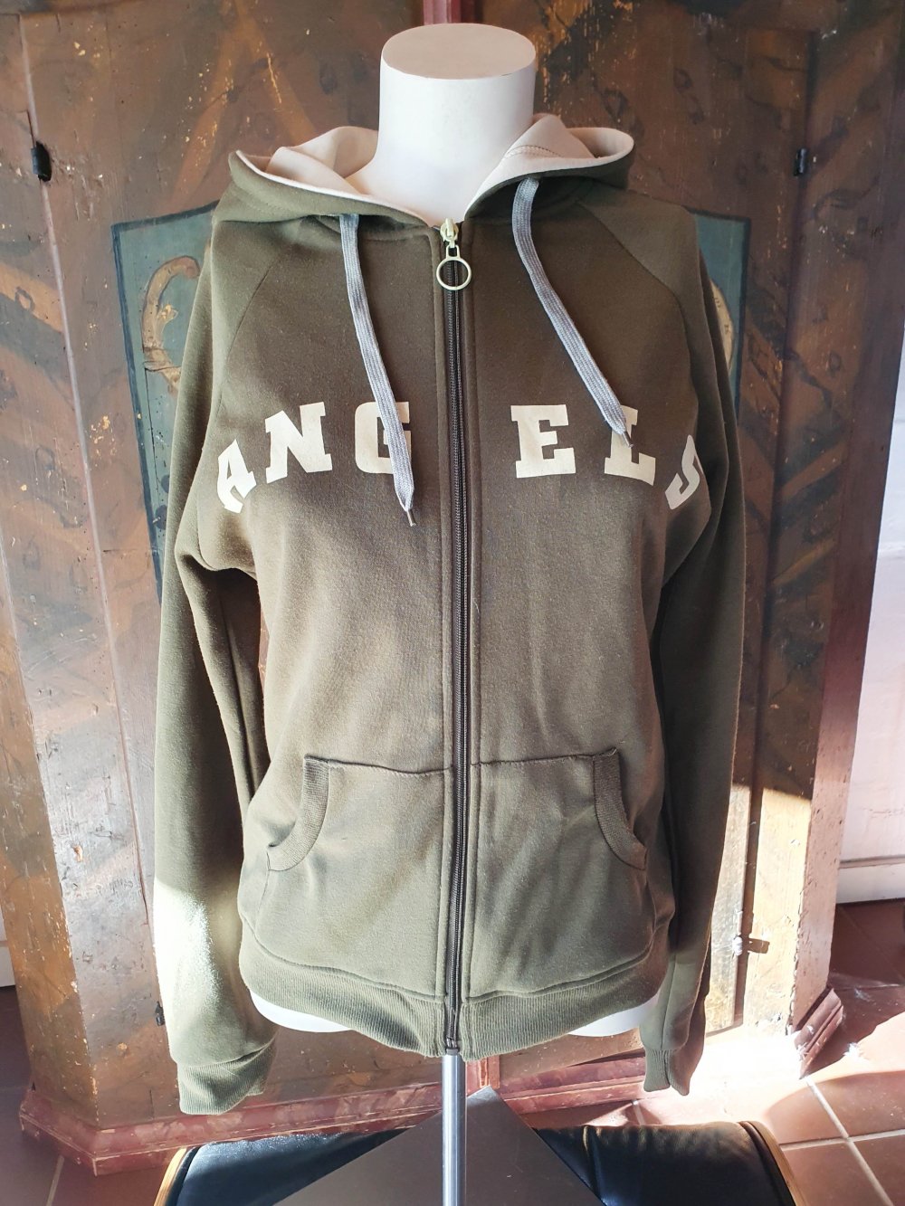 Angels Sportjacke Trainingsjacke Kapuzenjacke Sweatshirt khaki dunkelgrün XL 42