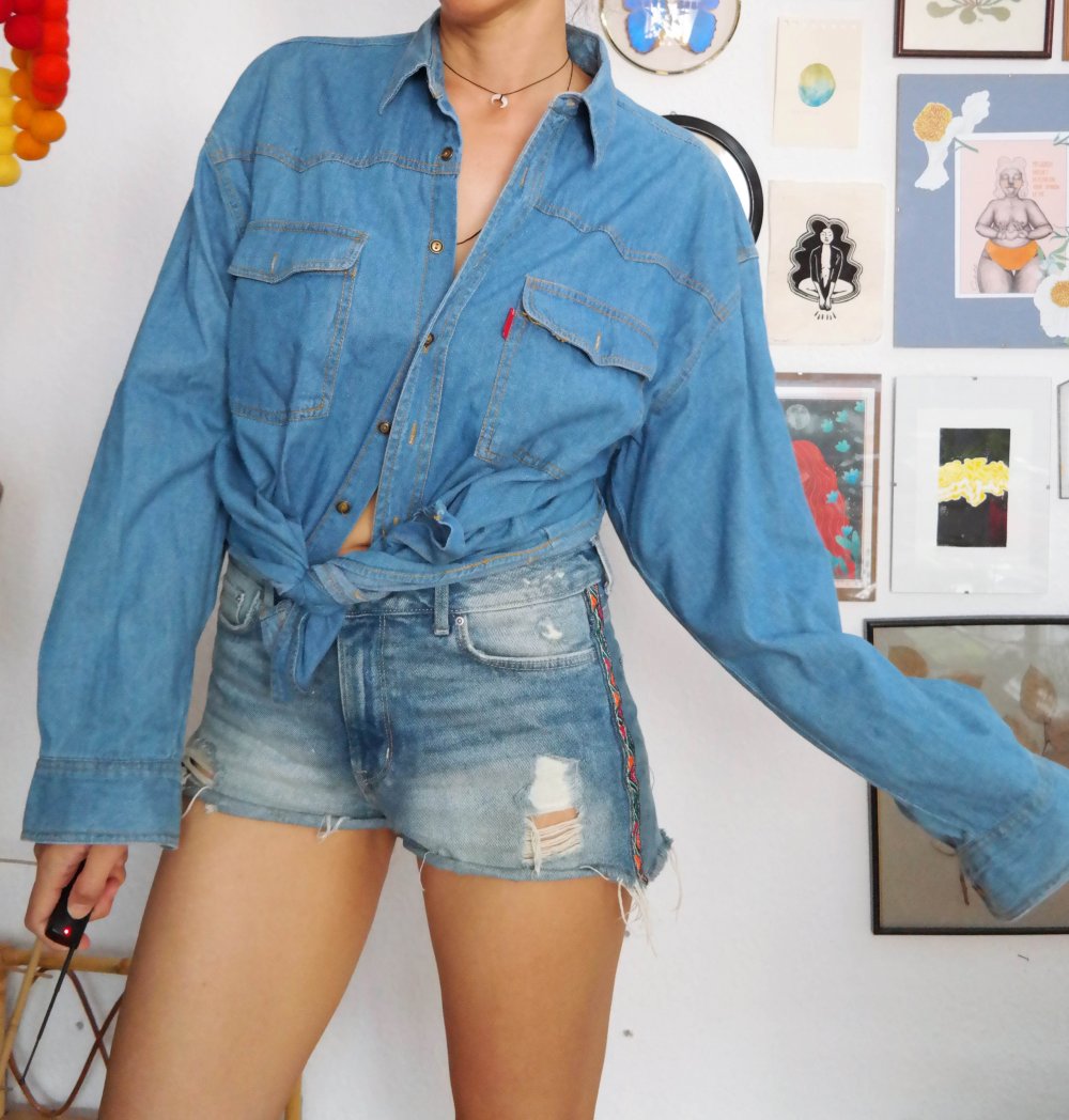 Jeansjacke Jeanshemd Hemd M 38 L 40 oversized Minikleid Hemdkleid