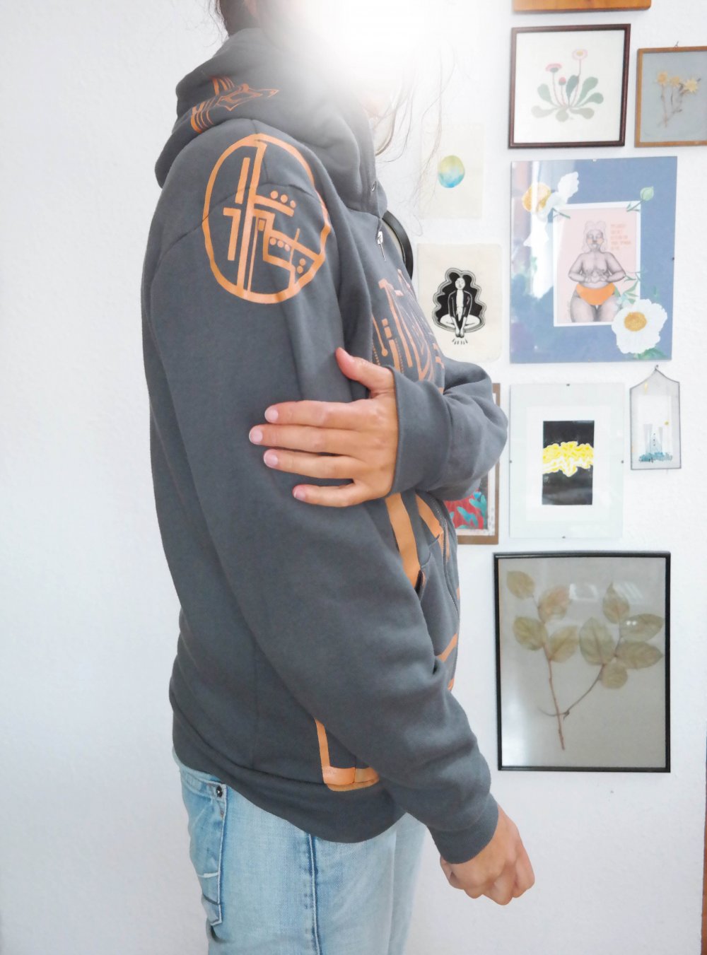 Threadless Hoodie hoody Kapuzenpullover grau Elektro Tech Tron Diode L