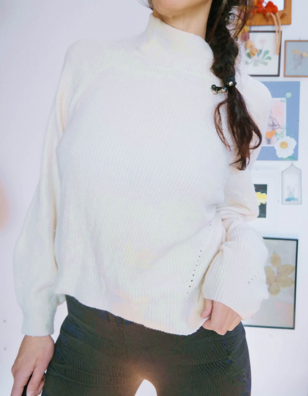 Tom Tailor Pullover Rollkragen Turtleneck Ballonärmel altweiß creme M 38