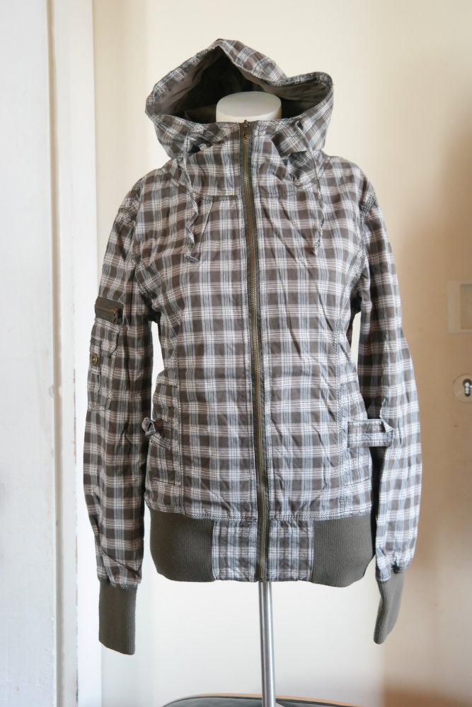 Vintage 90er 00er Jacke Bomberjacke kariert Kapuzenjacke M 38 