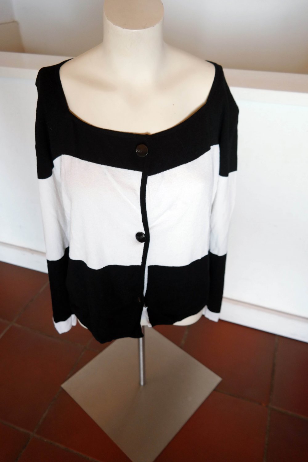 Twinset Top Strickjacke Fransen schwarz weiß chic S M 38