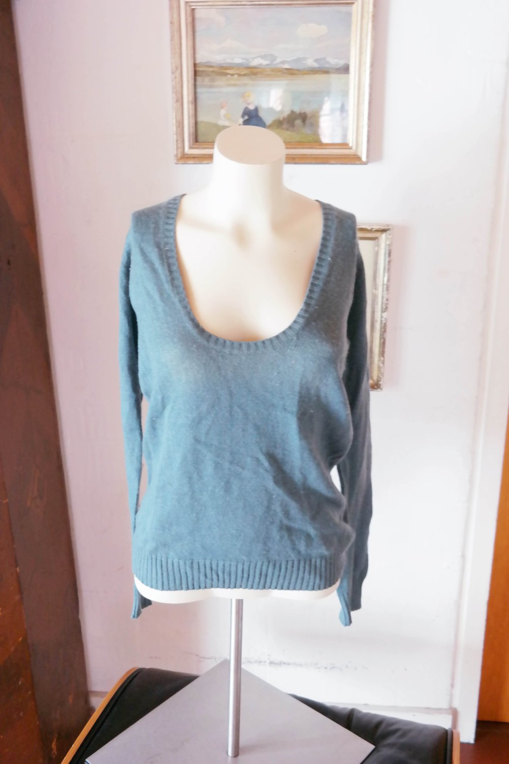 Zara Pullover Kaschmir Wolle Seide taubenblau M 38 petrol Strickpullover Kaschmirpullover