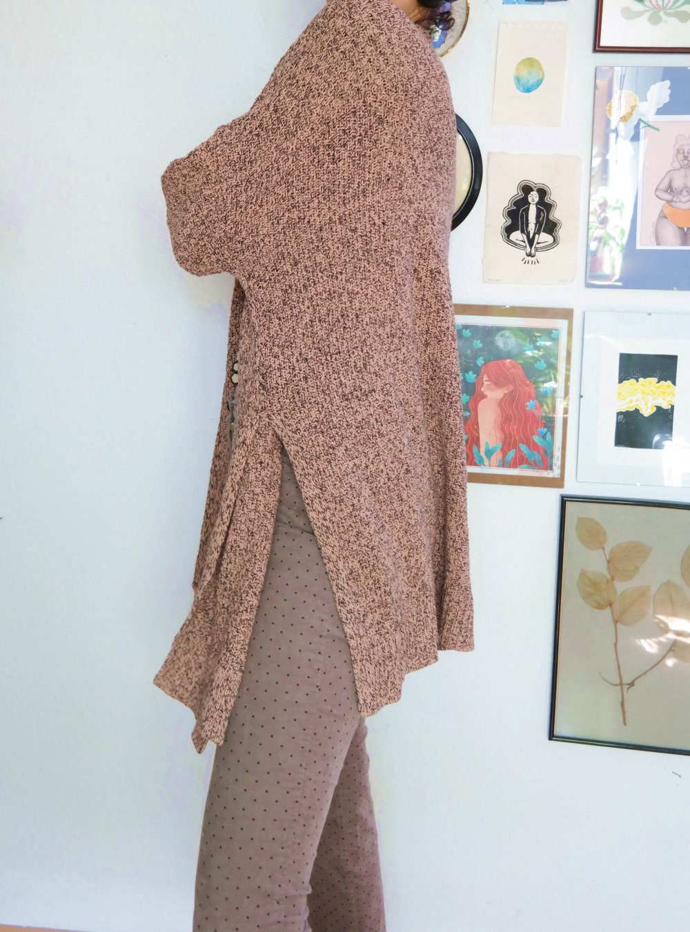 H&M Strickjacke Cardigan altrosa schwarz oversized locker lässig XS S M