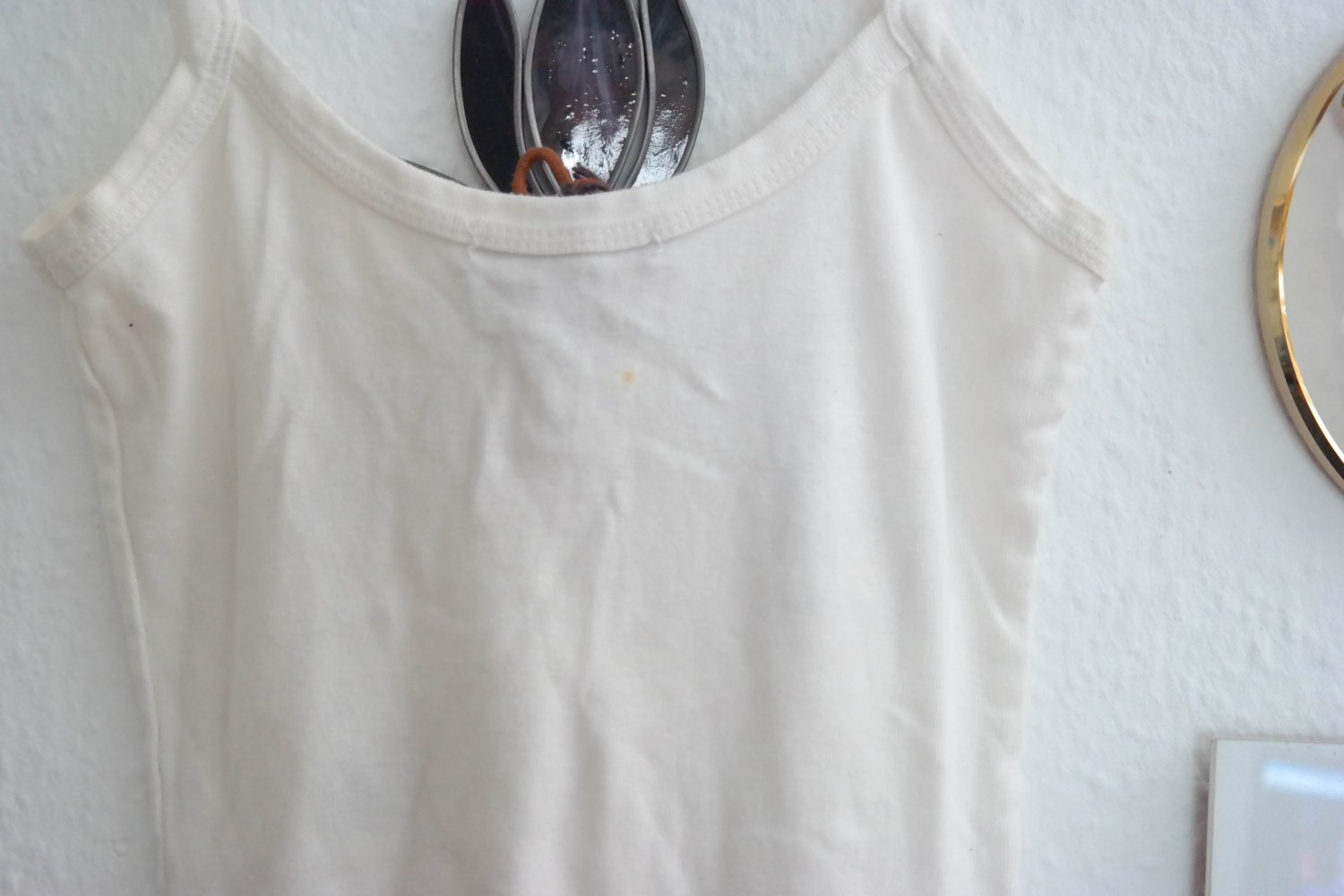 Original Vintage London Wear Top Trägertop Druck weiß Schnürung geschnürt S 36 Ausschnitt