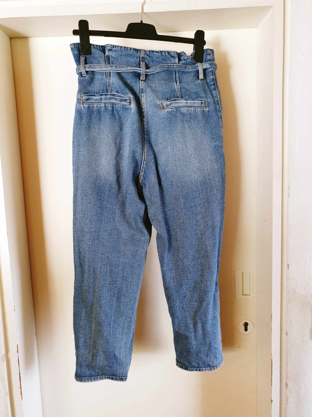 H&M Jeans Hose Jeanshose blau Paperbag Gürtel 40 P L M 38