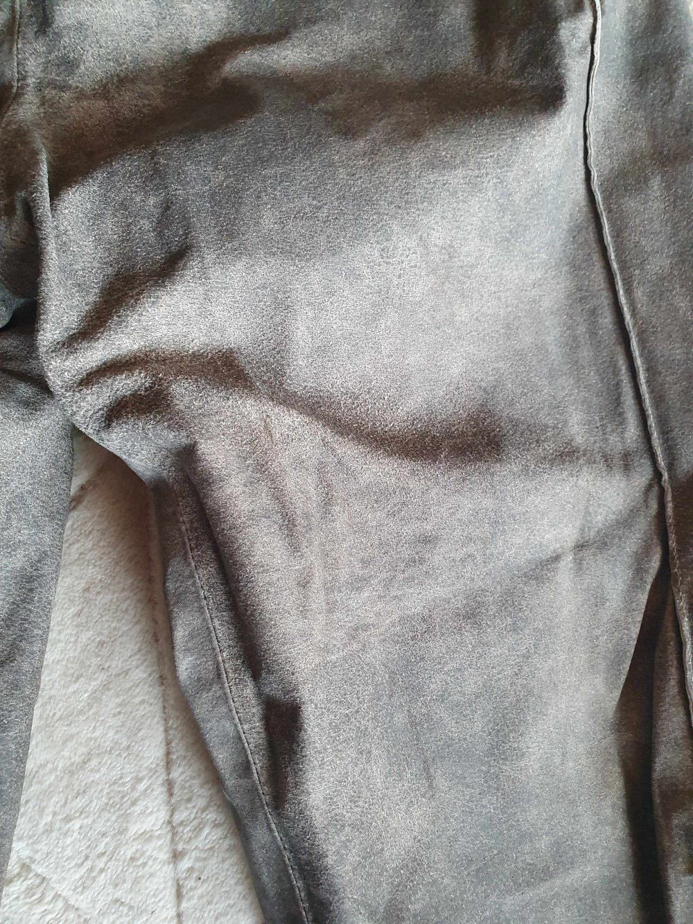 Annette Görtz Hose Leder Lederhose Antiklook weit Bermuda 44 Layering Echtleder