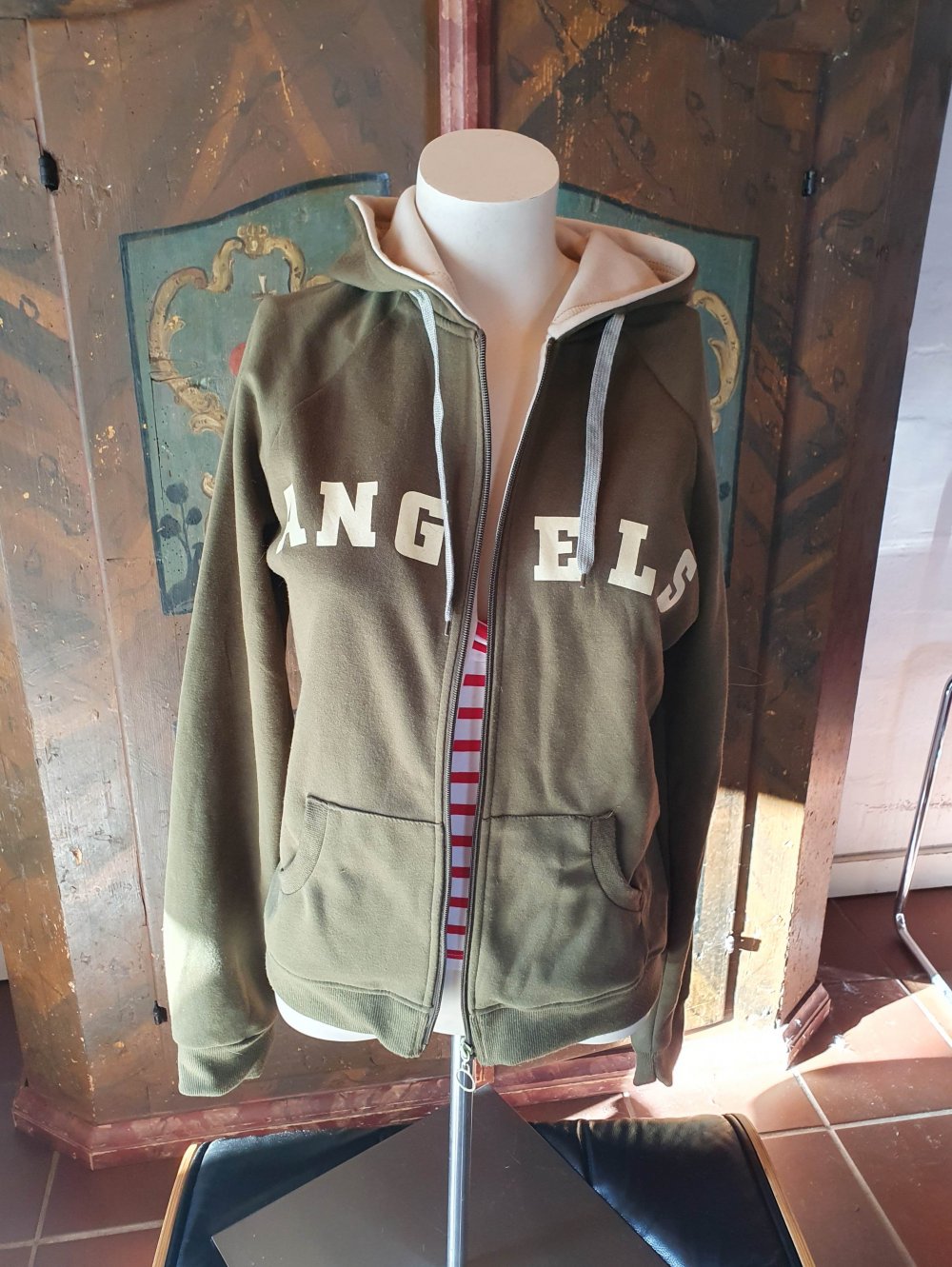 Angels Sportjacke Trainingsjacke Kapuzenjacke Sweatshirt khaki dunkelgrün XL 42