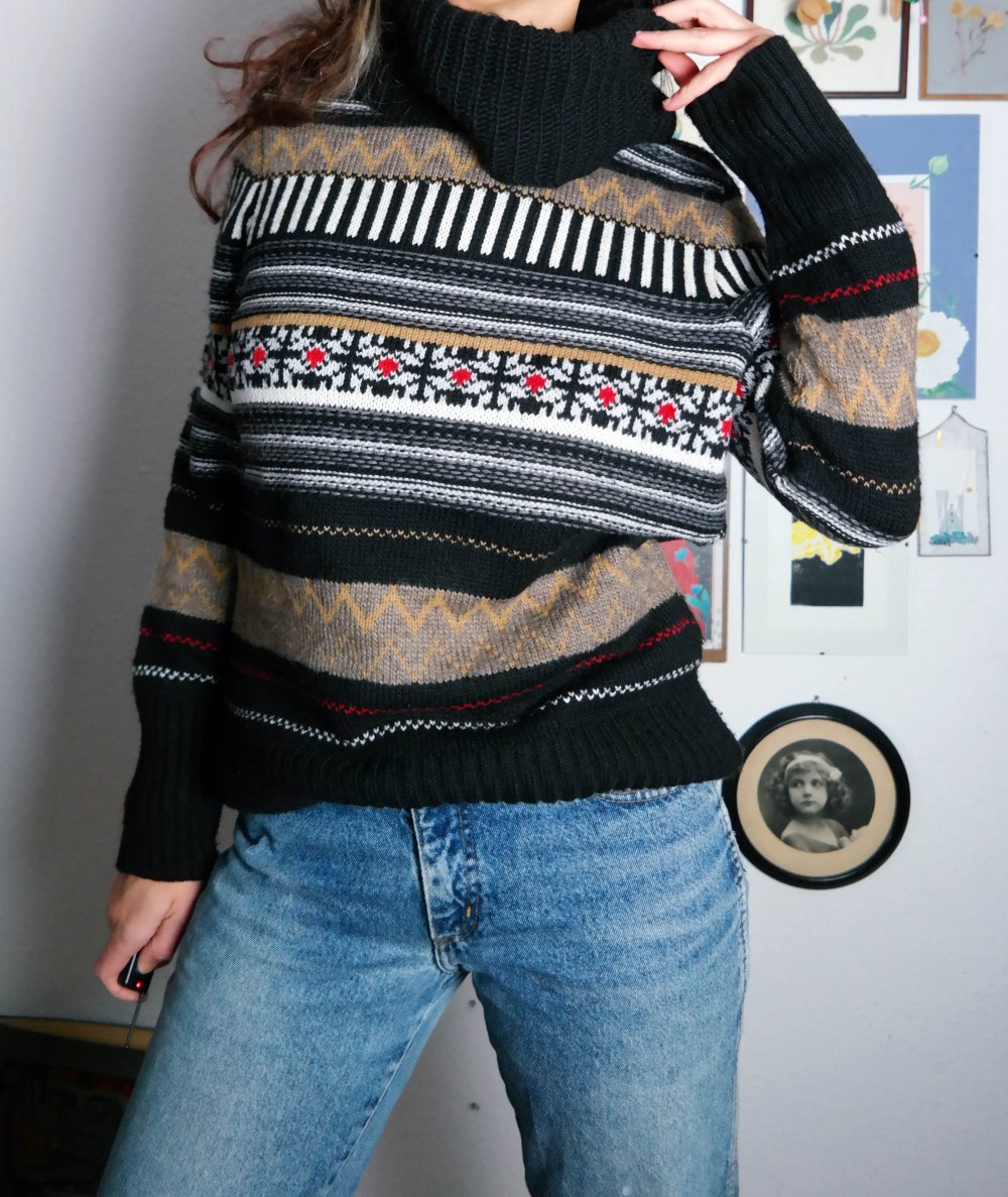 Pullover Esprit Muster Rollkragen Norweger Rollkragenpullover bunt mit Wolle XL 42