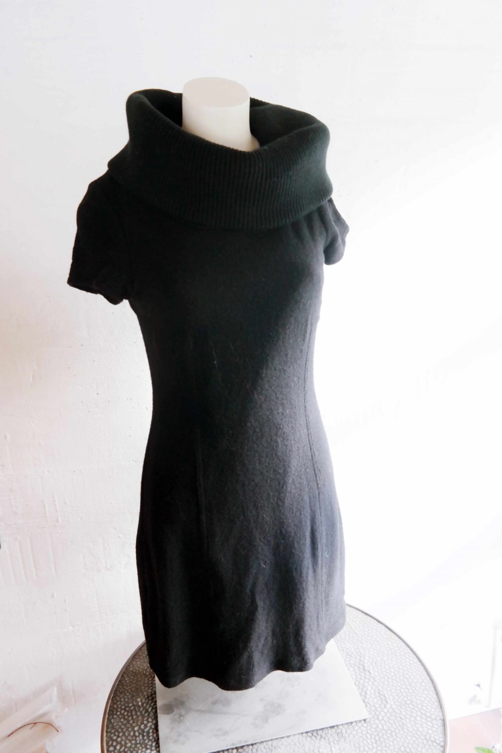 Street One Kleid Minikleid Wollkleid Wolle Riesenkragen Winterkleid 36 S schwarz