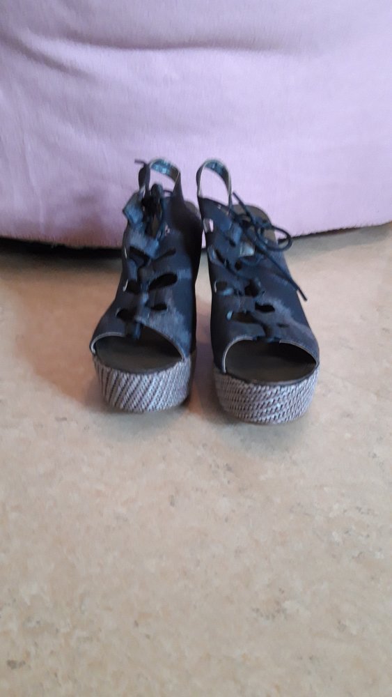 Denimoptik Keilsandalen