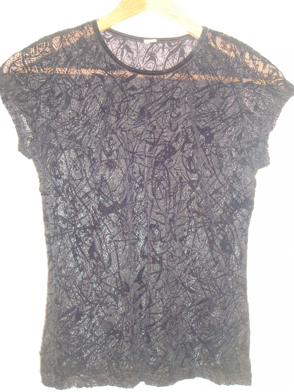 Shirt aus schwarzer Spitze, Spitzentop, Spitzenshirt