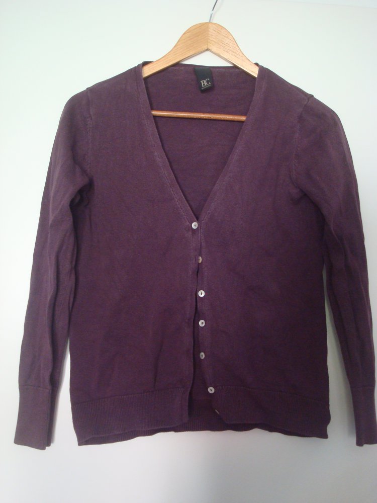 dünne Strickjacke, Cardigan in aubergine
