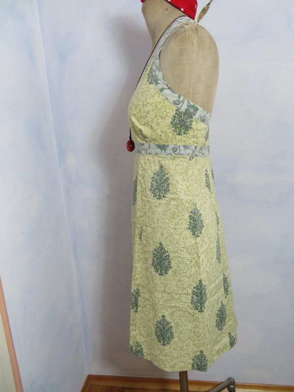 Hippie Goa Kleid Rückenfrei Neckholder M Ethno Kleid knielang Indisch Blockprint