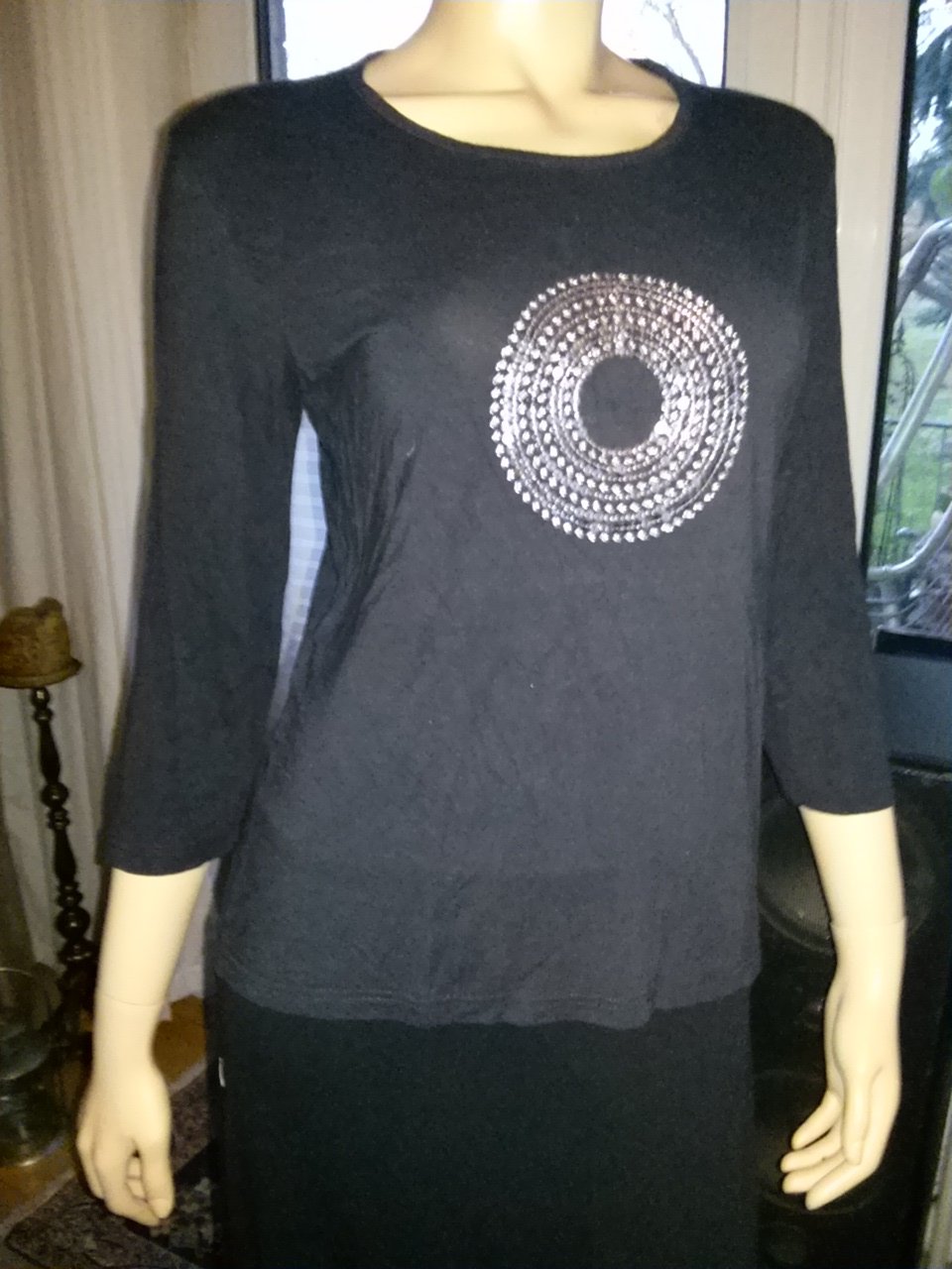 Damenshirt von no compromise- Gr- L- schwarz mit silbernene Pailletten